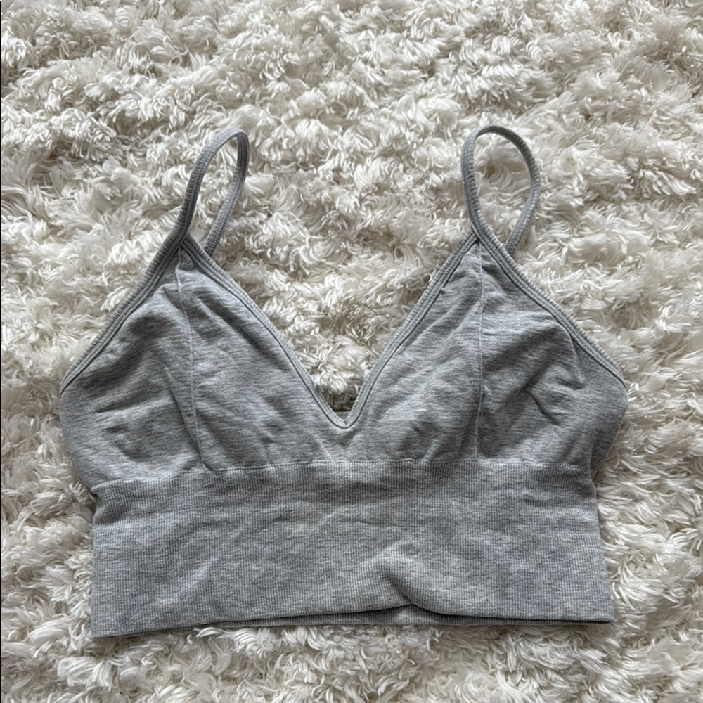 ALO Yoga Heather Gray Ribbed Bralette Top